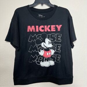 New Disney Mickey Mouse Short-Sleeve Sleepwear Women's Pajama Top S NWT Black